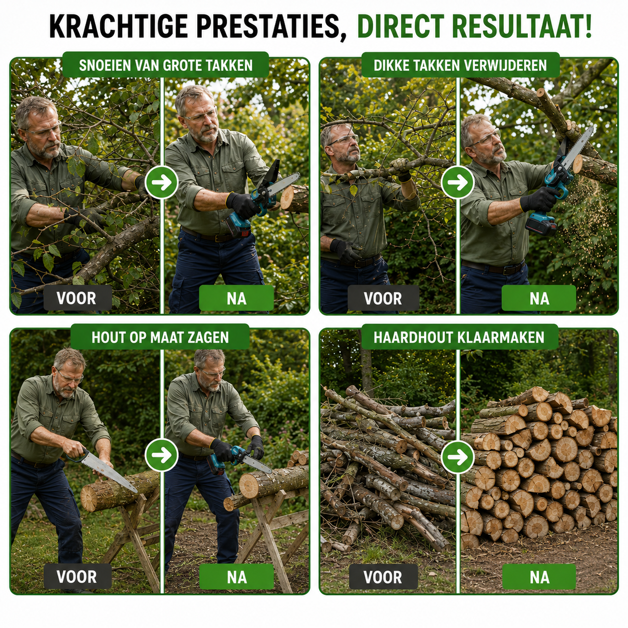 PLANTGROEN™  | 6" min draadloze elektrische kettingzaag 2x accu-aangedreven houtzaag oplaadbaar